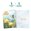 Load image into Gallery viewer, The cover and inside of Tree-Free’s Dandy Day card, along with the following text: “1 greeting card, 1 matching envelope”