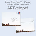 Load image into Gallery viewer, The envelope for Tree-Free’s Lakeside Campfire card, along with the following text: “Every Tree-Free 5x7 card comes with a matching ARTvelope!”