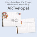 Load image into Gallery viewer, The envelope for Tree-Free’s Shimmering Wishes card, along with the following text: “Every Tree-Free 5x7 card comes with a matching ARTvelope!”