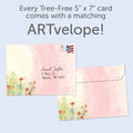 Load image into Gallery viewer, The envelope for Tree-Free’s Summer Joy card, along with the following text: “Every Tree-Free 5x7 card comes with a matching ARTvelope!”