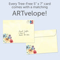 Load image into Gallery viewer, The envelope for Tree-Free’s Happy Butterflies card, along with the following text: “Every Tree-Free 5x7 card comes with a matching ARTvelope!”