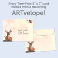 Load image into Gallery viewer, The envelope for Tree-Free’s Deer Qualities card, along with the following text: “Every Tree-Free 5x7 card comes with a matching ARTvelope!”