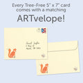 Load image into Gallery viewer, The envelope for Tree-Free’s Wild and Free Woodland card, along with the following text: “Every Tree-Free 5x7 card comes with a matching ARTvelope!”