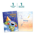 Load image into Gallery viewer, The cover and inside of Tree-Free’s Happier World card, along with the following text: “1 greeting card, 1 matching envelope”