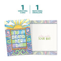 Load image into Gallery viewer, The cover and inside of Tree-Free’s Brand New Day card, along with the following text: “1 greeting card, 1 matching envelope”