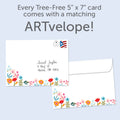 Load image into Gallery viewer, The envelope for Tree-Free’s Label Feeling card, along with the following text: “Every Tree-Free 5x7 card comes with a matching ARTvelope!”
