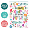 Load image into Gallery viewer, The cover of Tree-Free’s Label Feeling card with lines demonstrating its 5x7 dimensions, along with the following text: “100% PCW recycled paper, proudly made in the USA, sustainably printed on extra-thick card stock”