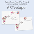 Load image into Gallery viewer, The envelope for Tree-Free’s Courage Means card, along with the following text: “Every Tree-Free 5x7 card comes with a matching ARTvelope!”