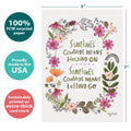 Load image into Gallery viewer, The cover of Tree-Free’s Courage Means card with lines demonstrating its 5x7 dimensions, along with the following text: “100% PCW recycled paper, proudly made in the USA, sustainably printed on extra-thick card stock”