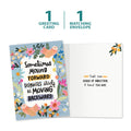 Load image into Gallery viewer, The cover and inside of Tree-Free’s Moving Forward card, along with the following text: “1 greeting card, 1 matching envelope”