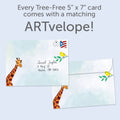 Load image into Gallery viewer, The envelope for Tree-Free’s Hello Giraffe card, along with the following text: “Every Tree-Free 5x7 card comes with a matching ARTvelope!”
