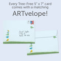 Load image into Gallery viewer, The envelope for Tree-Free’s Happy Birds card, along with the following text: “Every Tree-Free 5x7 card comes with a matching ARTvelope!”