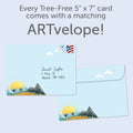Load image into Gallery viewer, The envelope for Tree-Free’s Follow Your Heart card, along with the following text: “Every Tree-Free 5x7 card comes with a matching ARTvelope!”