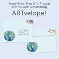 Load image into Gallery viewer, The envelope for Tree-Free’s You Mean the World card, along with the following text: “Every Tree-Free 5x7 card comes with a matching ARTvelope!”