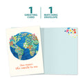 Load image into Gallery viewer, The cover and inside of Tree-Free’s You Mean the World card, along with the following text: “1 greeting card, 1 matching envelope”