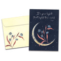 Load image into Gallery viewer, The cover of Tree-Free's Lights the World card, along with its matching envelope.