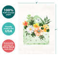 Load image into Gallery viewer, The cover of Tree-Free’s Lots of Luck card with lines demonstrating its 5x7 dimensions, along with the following text: “100% PCW recycled paper, proudly made in the USA, sustainably printed on extra-thick card stock”