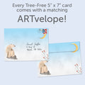 Load image into Gallery viewer, The envelope for Tree-Free’s Peace and Quiet card, along with the following text: “Every Tree-Free 5x7 card comes with a matching ARTvelope!”