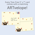 Load image into Gallery viewer, The envelope for Tree-Free’s Thankful Feast card, along with the following text: “Every Tree-Free 5x7 card comes with a matching ARTvelope!”