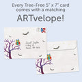 Load image into Gallery viewer, The envelope for Tree-Free’s Who Wants Candy card, along with the following text: “Every Tree-Free 5x7 card comes with a matching ARTvelope!”