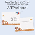 Load image into Gallery viewer, The envelope for Tree-Free’s Friends Are Family card, along with the following text: “Every Tree-Free 5x7 card comes with a matching ARTvelope!”