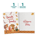 Load image into Gallery viewer, The cover and inside of Tree-Free’s Friends Are Family card, along with the following text: “1 greeting card, 1 matching envelope”