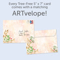 Load image into Gallery viewer, The envelope for Tree-Free’s Peace Every Day card, along with the following text: “Every Tree-Free 5x7 card comes with a matching ARTvelope!”