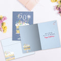 Load image into Gallery viewer, The inside of Tree-Free’s Joyful 60 card, with the cover and envelope in the background.