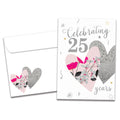 Load image into Gallery viewer, The cover of Tree-Free's Silver Celebration card, along with its matching envelope.