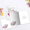 Load image into Gallery viewer, The inside of Tree-Free’s Silver Celebration card, with the cover and envelope in the background.