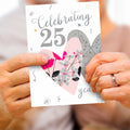 Load image into Gallery viewer, Lifestyle image(s) featuring Tree-Free’s Silver Celebration card