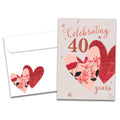 Load image into Gallery viewer, The cover of Tree-Free's Ruby Celebration card, along with its matching envelope.