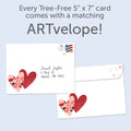 Load image into Gallery viewer, The inside of Tree-Free’s Ruby Celebration card, with the cover and envelope in the background.