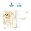 Load image into Gallery viewer, The cover and inside of Tree-Free’s Golden Hearts Tree card, along with the following text: “1 greeting card, 1 matching envelope”