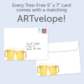 Load image into Gallery viewer, The envelope for Tree-Free’s Cheers to 21 card, along with the following text: “Every Tree-Free 5x7 card comes with a matching ARTvelope!”