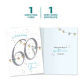 Load image into Gallery viewer, The cover and inside of Tree-Free’s Spectacular 60 card, along with the following text: “1 greeting card, 1 matching envelope”