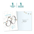 Load image into Gallery viewer, The cover and inside of Tree-Free’s Fabulous 50 card, along with the following text: “1 greeting card, 1 matching envelope”