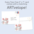 Load image into Gallery viewer, The envelope for Tree-Free’s 16 with Love card, along with the following text: “Every Tree-Free 5x7 card comes with a matching ARTvelope!”