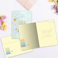 Load image into Gallery viewer, The inside of Tree-Free’s Bright 30 card, with the cover and envelope in the background.
