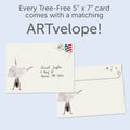 Load image into Gallery viewer, The envelope for Tree-Free’s Exuberant 30 card, along with the following text: “Every Tree-Free 5x7 card comes with a matching ARTvelope!”