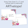 Load image into Gallery viewer, The envelope for Tree-Free’s Sweet 10 card, along with the following text: “Every Tree-Free 5x7 card comes with a matching ARTvelope!”