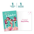 Load image into Gallery viewer, The cover and inside of Tree-Free’s 40 and Fabulous card, along with the following text: “1 greeting card, 1 matching envelope”