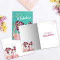 Load image into Gallery viewer, The inside of Tree-Free’s 50 and Fabulous card, with the cover and envelope in the background.