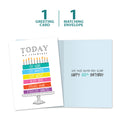 Load image into Gallery viewer, The cover and inside of Tree-Free’s Celebrating 100 card, along with the following text: “1 greeting card, 1 matching envelope”