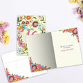 Load image into Gallery viewer, The inside of Tree-Free’s Sweet 16 card, with the cover and envelope in the background.