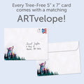 Load image into Gallery viewer, The envelope for Tree-Free’s Celebrate Today card, along with the following text: “Every Tree-Free 5x7 card comes with a matching ARTvelope!”