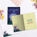 Load image into Gallery viewer, The inside of Tree-Free’s Celebrate Today card, with the cover and envelope in the background.
