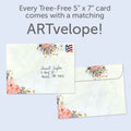 Load image into Gallery viewer, The envelope for Tree-Free’s Joy and Possibility card, along with the following text: “Every Tree-Free 5x7 card comes with a matching ARTvelope!”