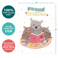 Load image into Gallery viewer, The cover of Tree-Free’s The Best Grandma card with lines demonstrating its 5x7 dimensions, along with the following text: “100% PCW recycled paper, proudly made in the USA, sustainably printed on extra-thick card stock”