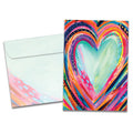 Load image into Gallery viewer, The cover of Tree-Free's Artful Heart card, along with its matching envelope.